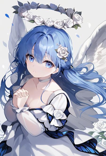 01103-3143901938-masterpiece, best quality,_lora_OH4XL_ANI31_lokr_V4312_0.95_1girl, solo, dress, own hands together, wings, blue eyes, long hair,.png